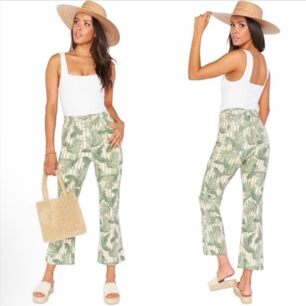 Show Me You Mumu Women’s Cropped Hawn Trouser in Bamboo Palm Sz 27